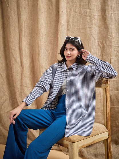 Women's Navy Blue Over Size Shirt