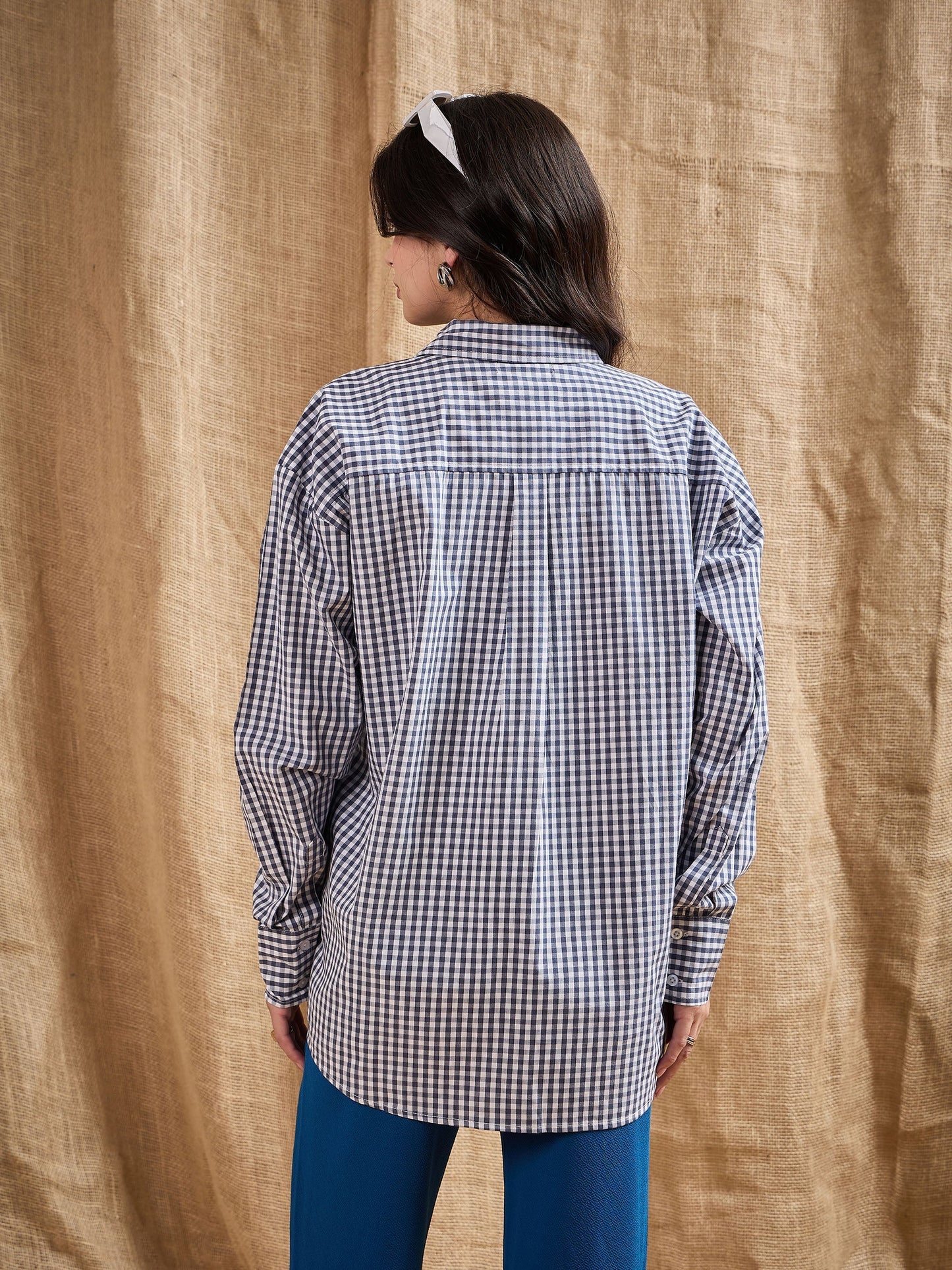 Women's Navy Blue Over Size Shirt