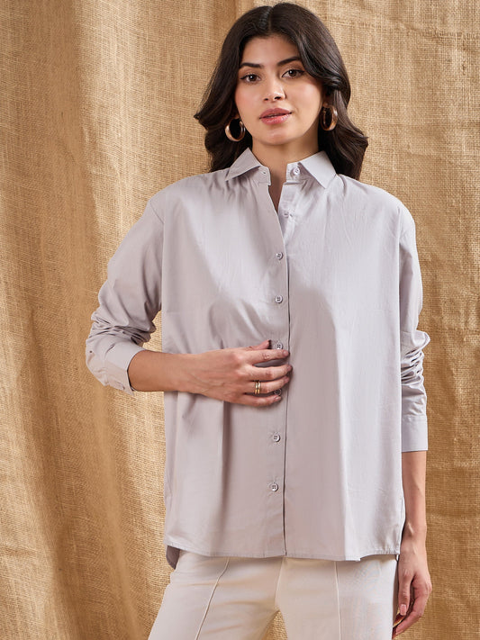 Women's Grey Solid Shirt