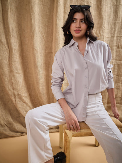 Women's Grey Solid Shirt