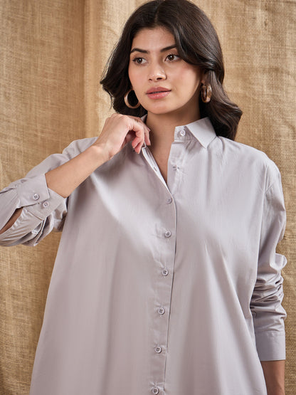 Women's Grey Solid Shirt