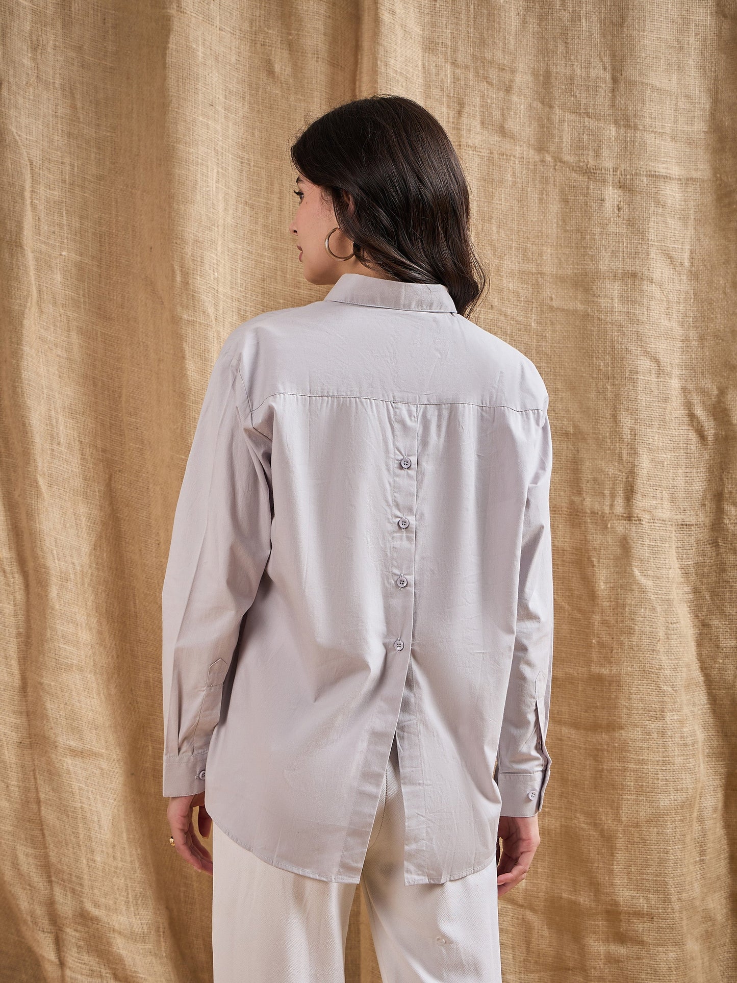 Women's Grey Solid Shirt