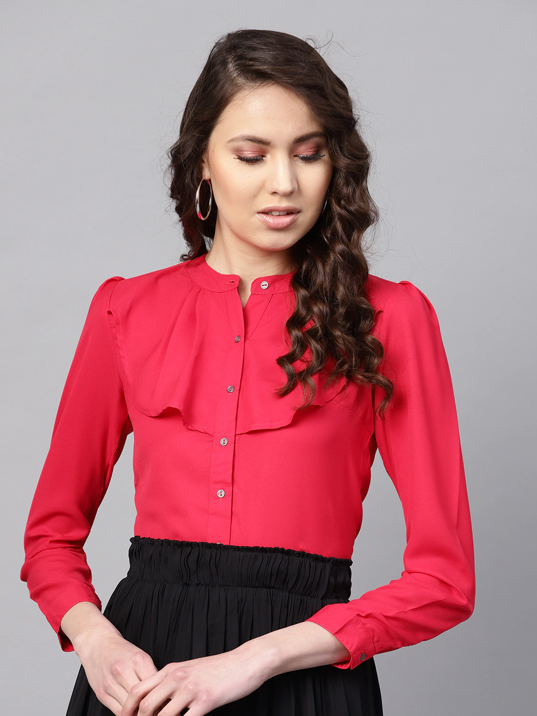 Women's Layered Front Fuchsia Shirt