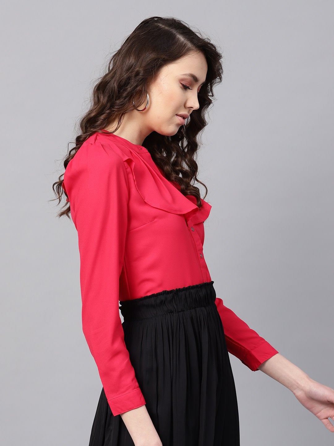 Women's Layered Front Fuchsia Shirt