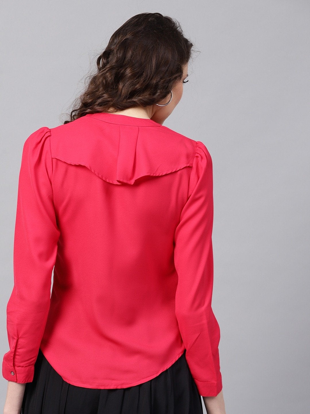 Women's Layered Front Fuchsia Shirt