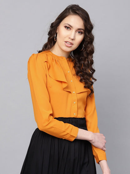 Women's Layered Front Mustard Shirt