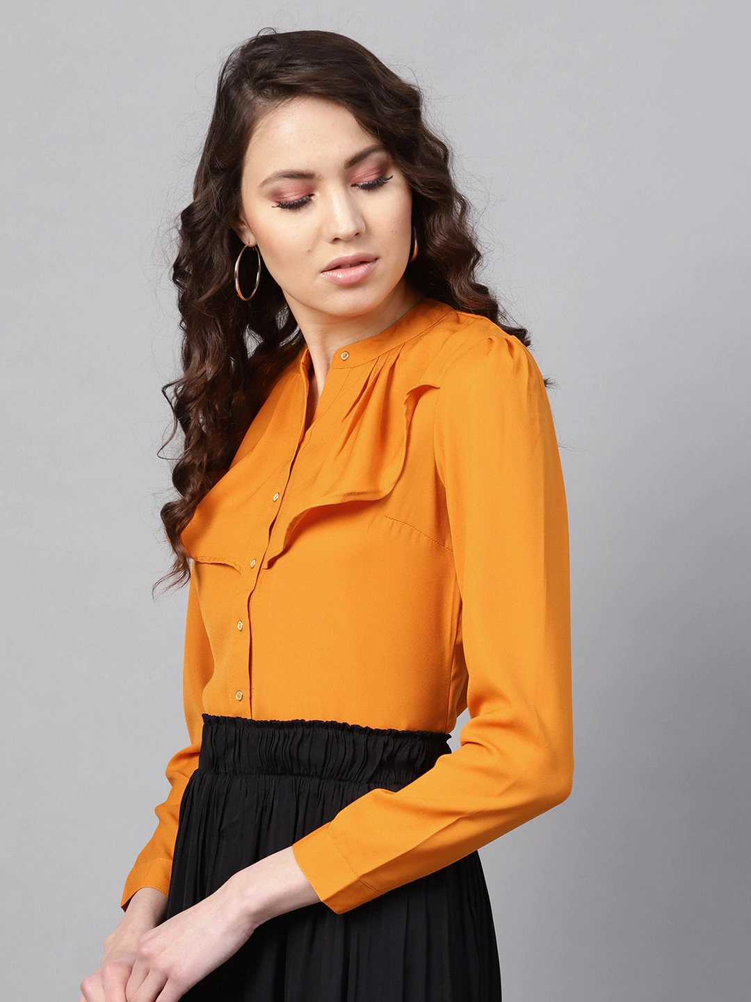 Women's Layered Front Mustard Shirt