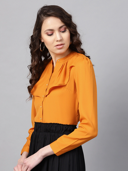 Women's Layered Front Mustard Shirt