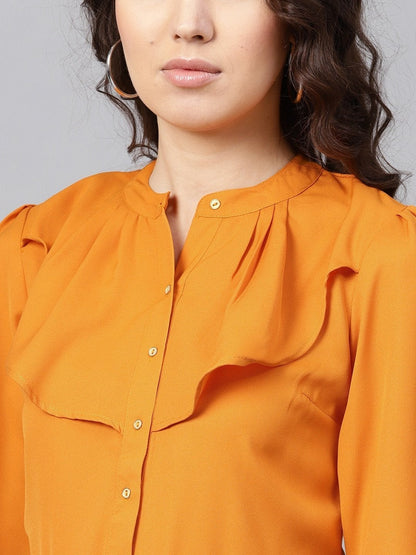 Women's Layered Front Mustard Shirt