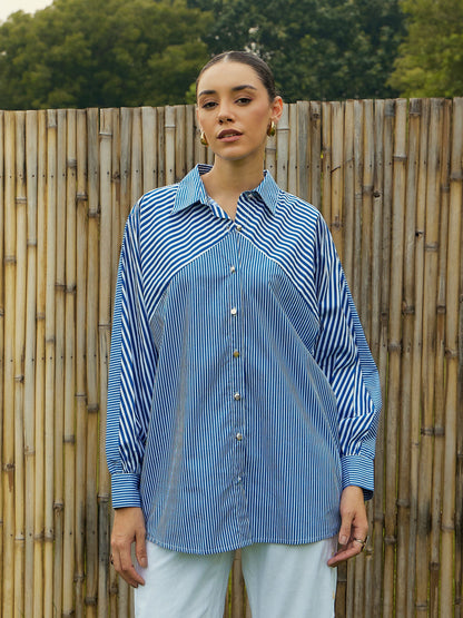 Women's Blue Over Size Shirt