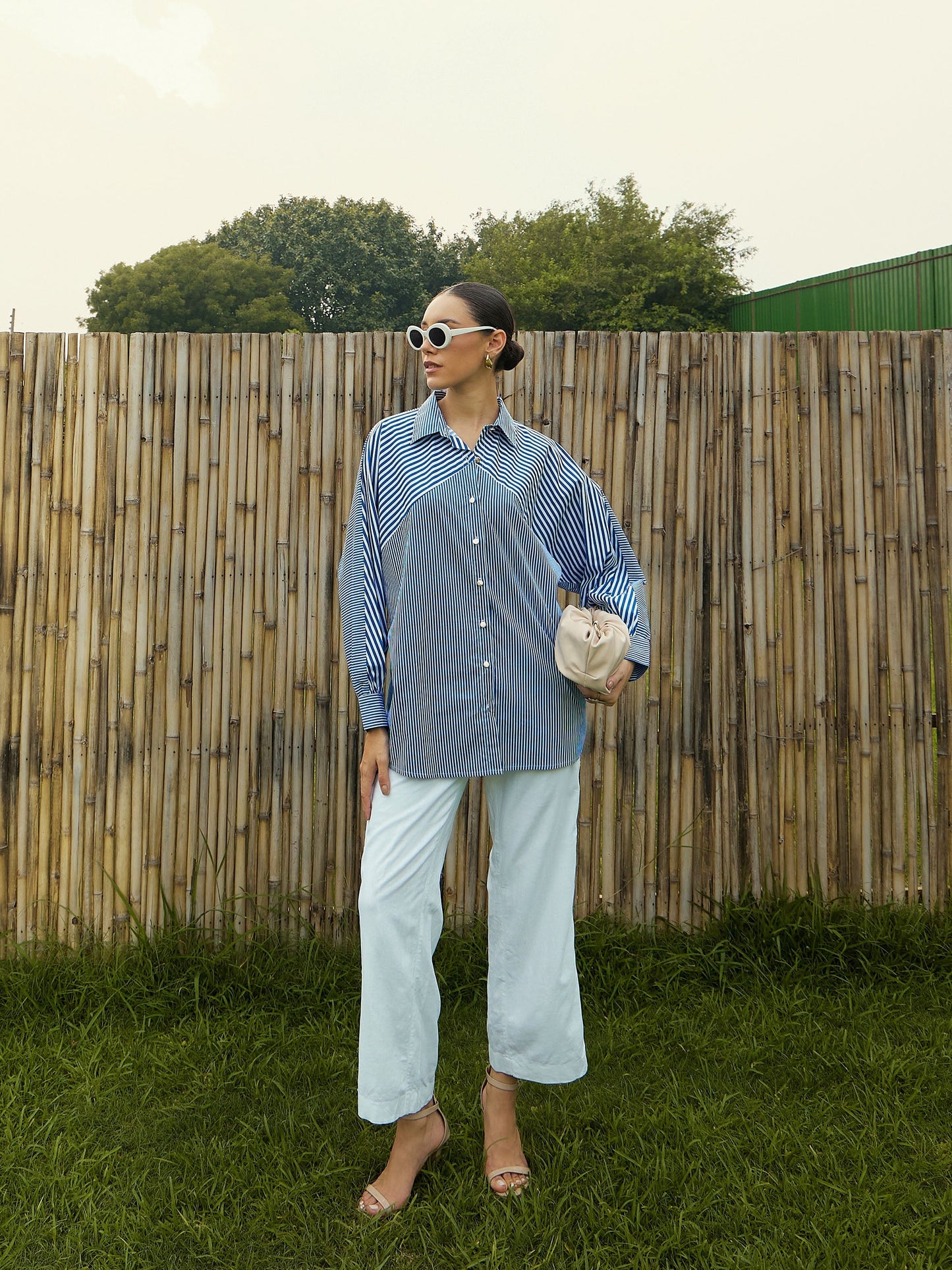 Women's Blue Over Size Shirt