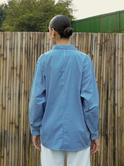 Women's Blue Over Size Shirt
