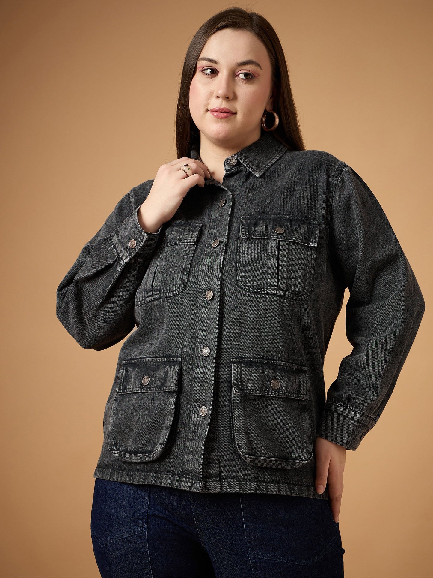 Women's Black Denim Shacket