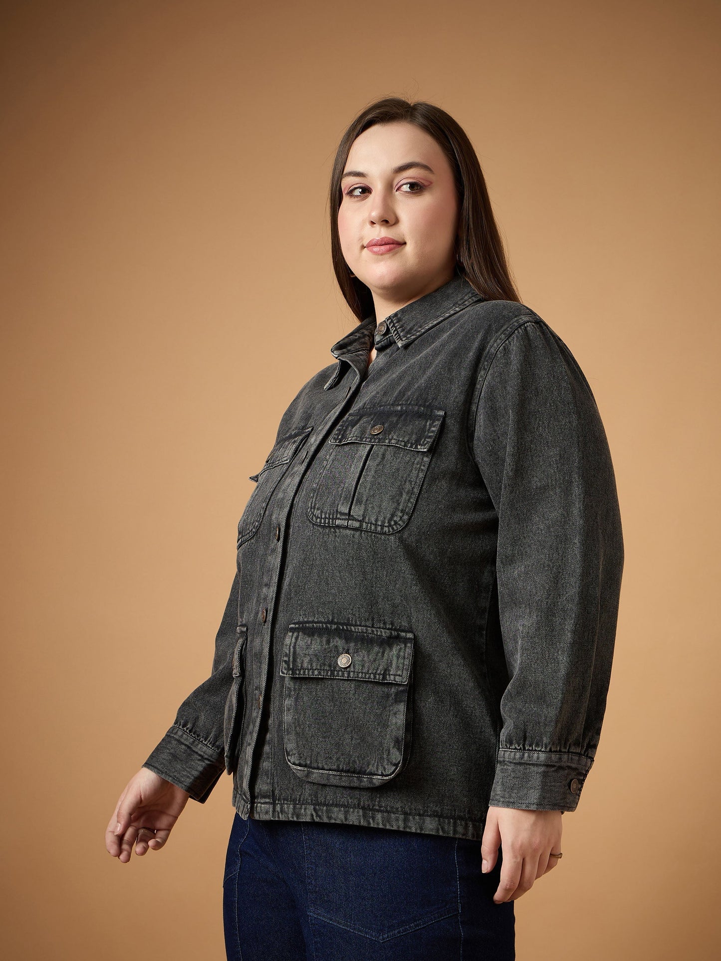 Women's Black Denim Shacket