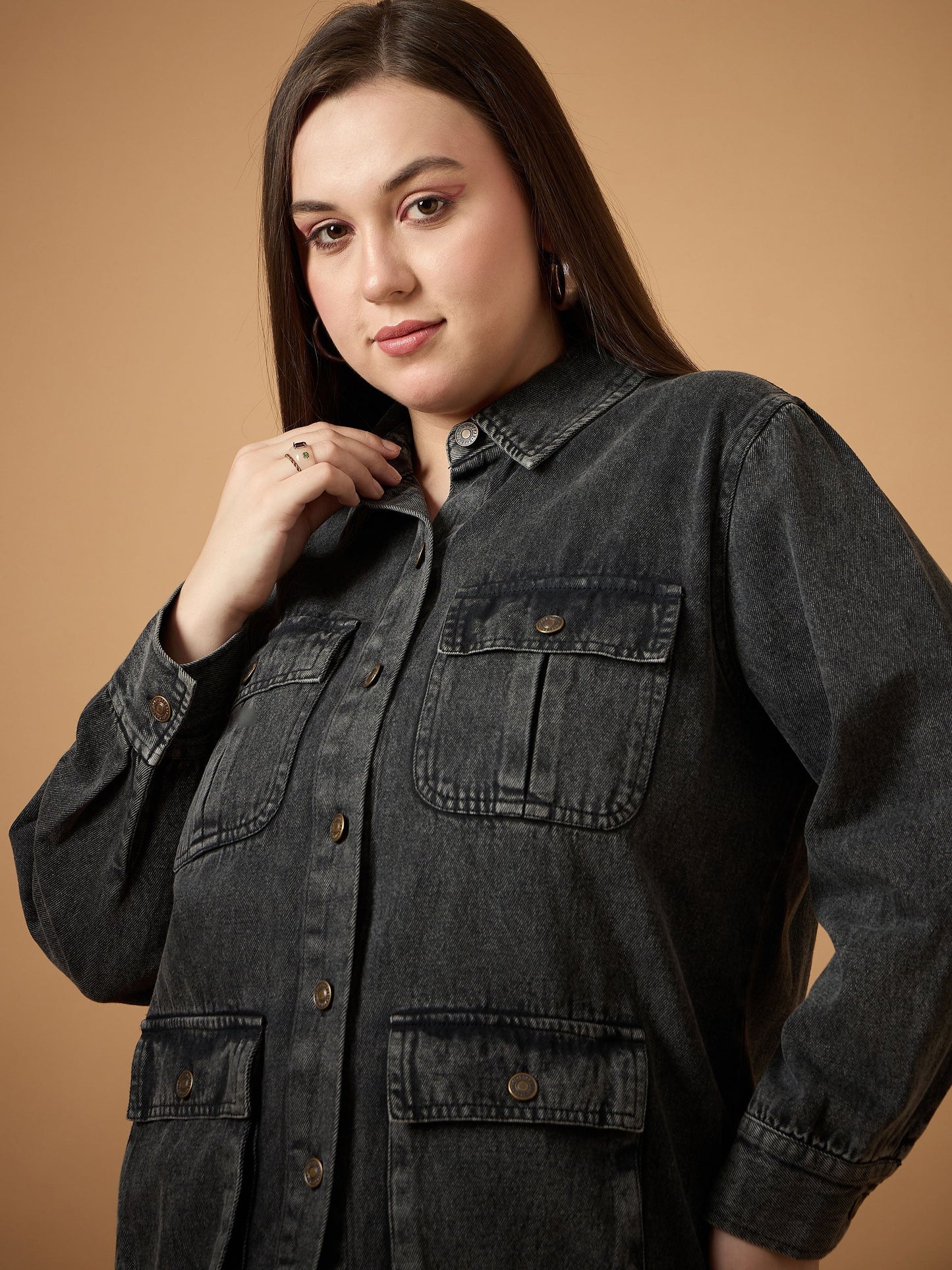 Women's Black Denim Shacket