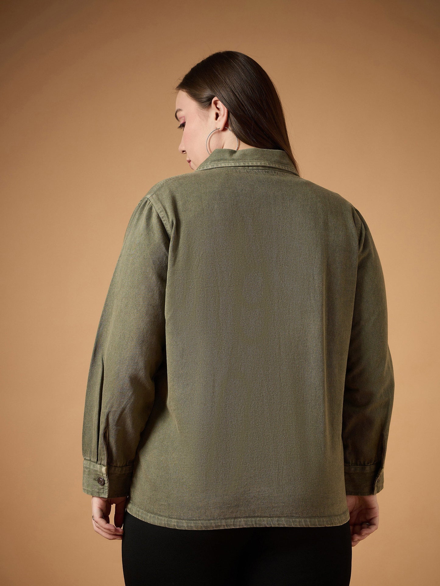 Women's Olive Denim Shacket