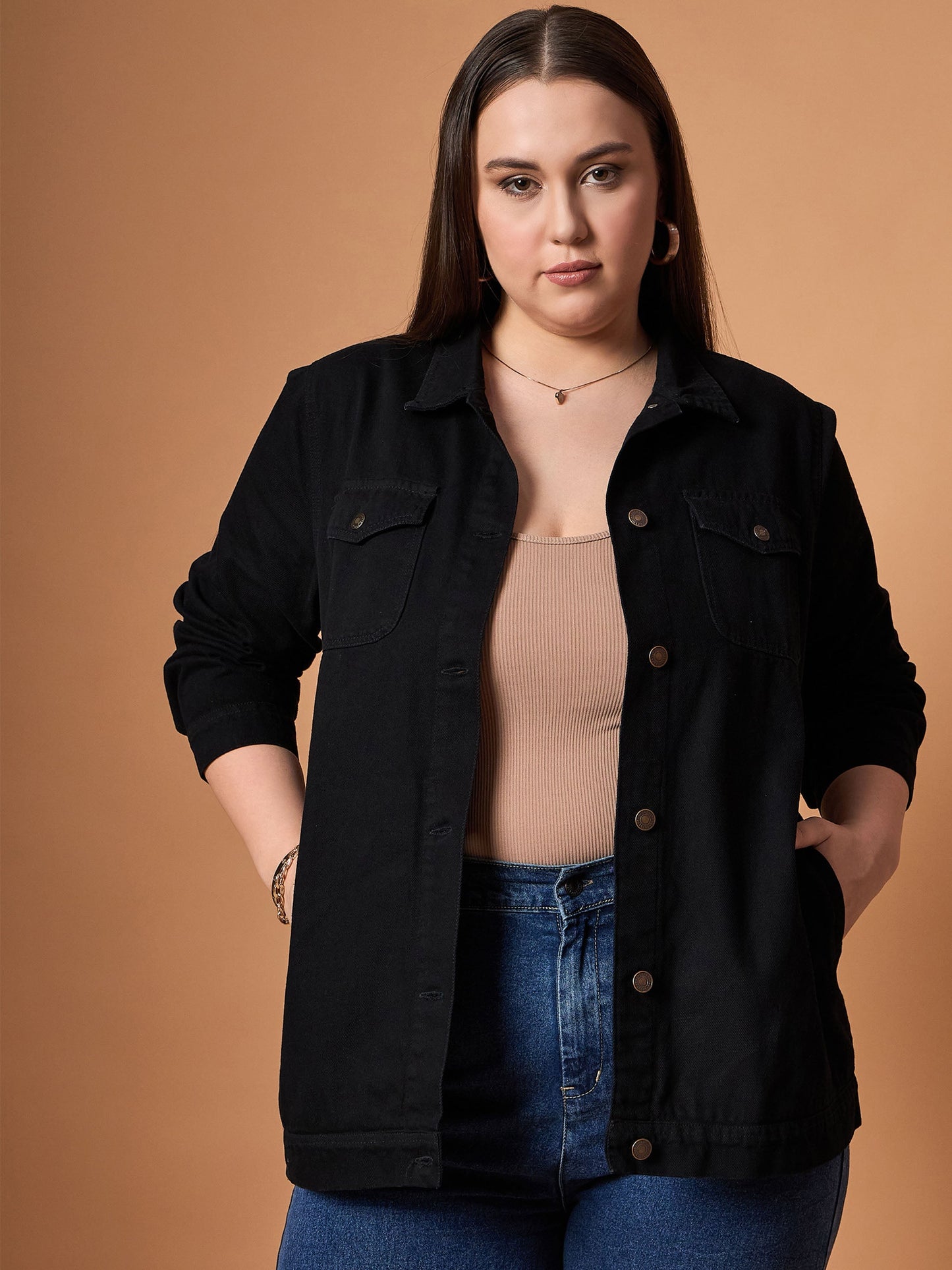 Women's Black Denim Shacket
