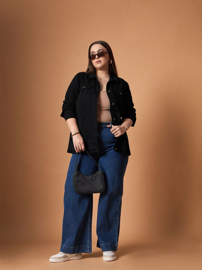 Women's Black Denim Shacket