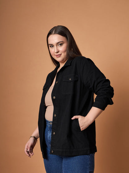 Women's Black Denim Shacket