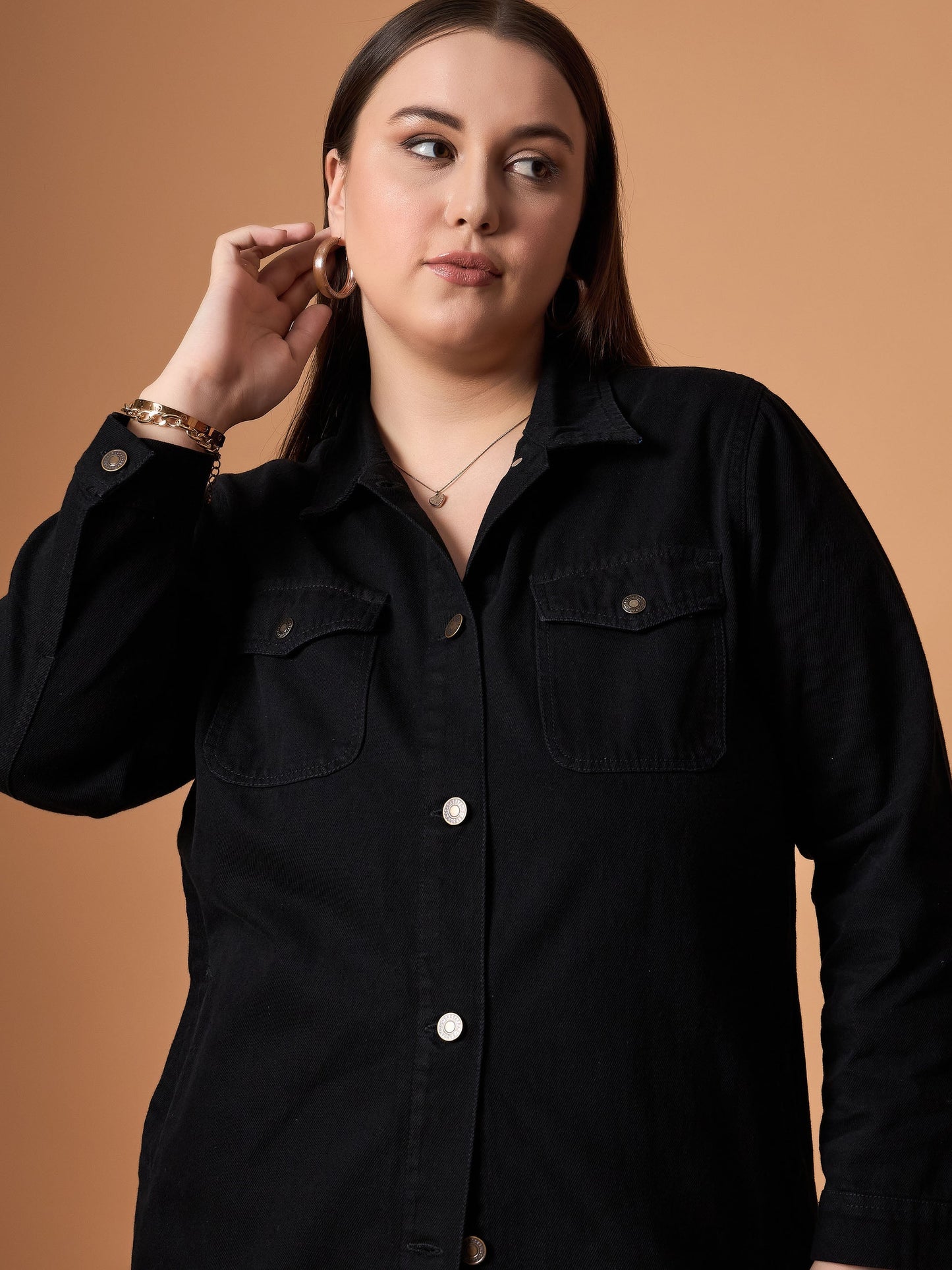Women's Black Denim Shacket
