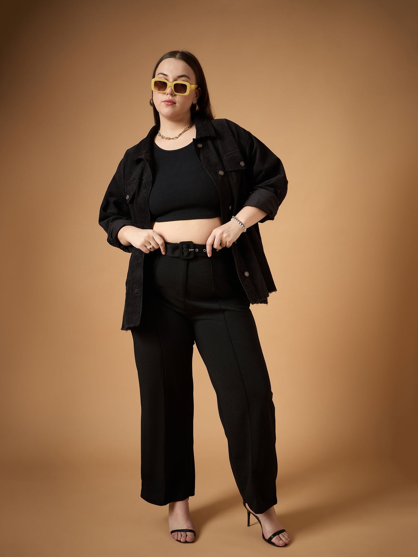 Women's Black Solid Shacket