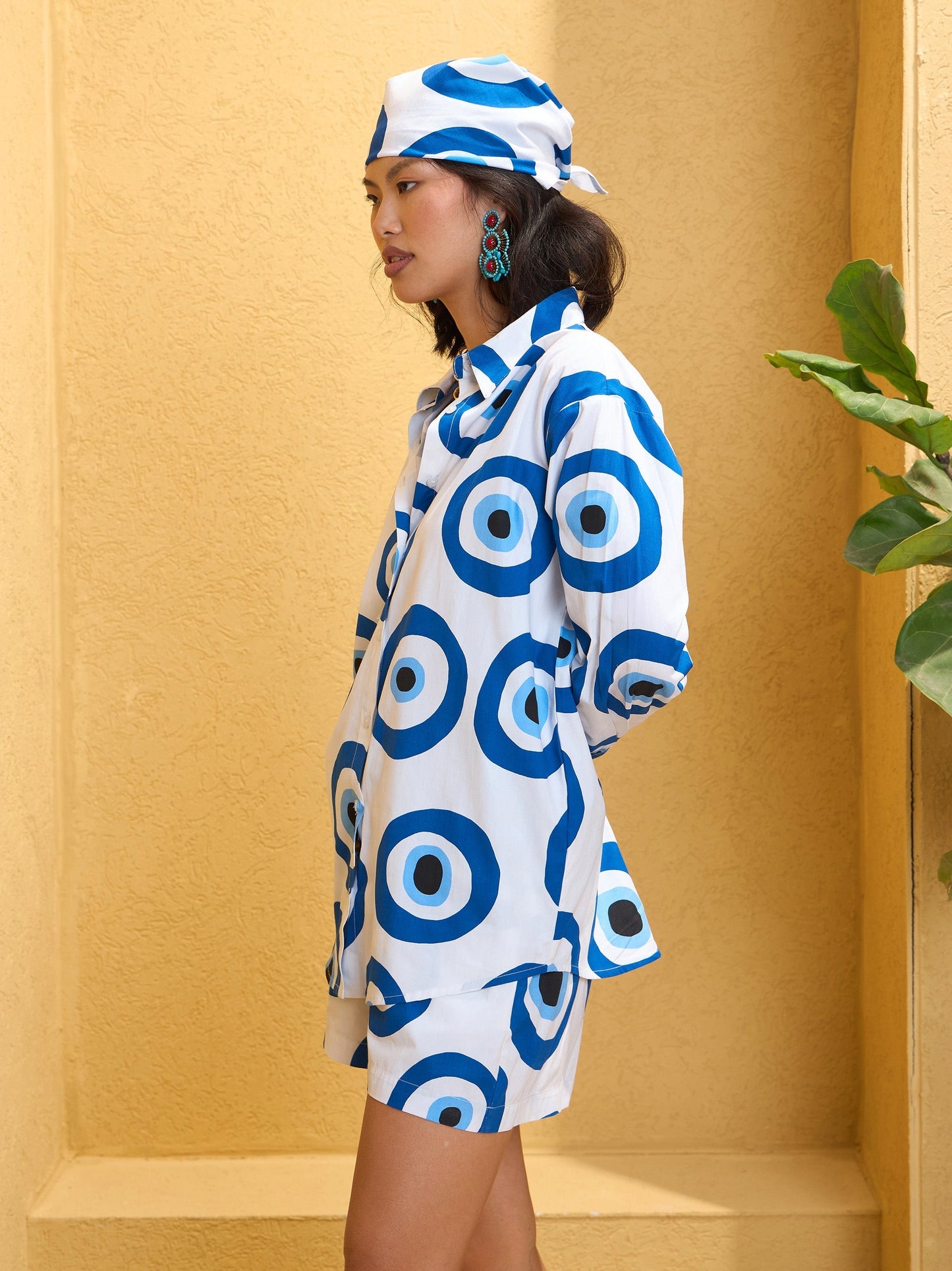 Women's White Poplin Evil Eye Print Regular Shirt