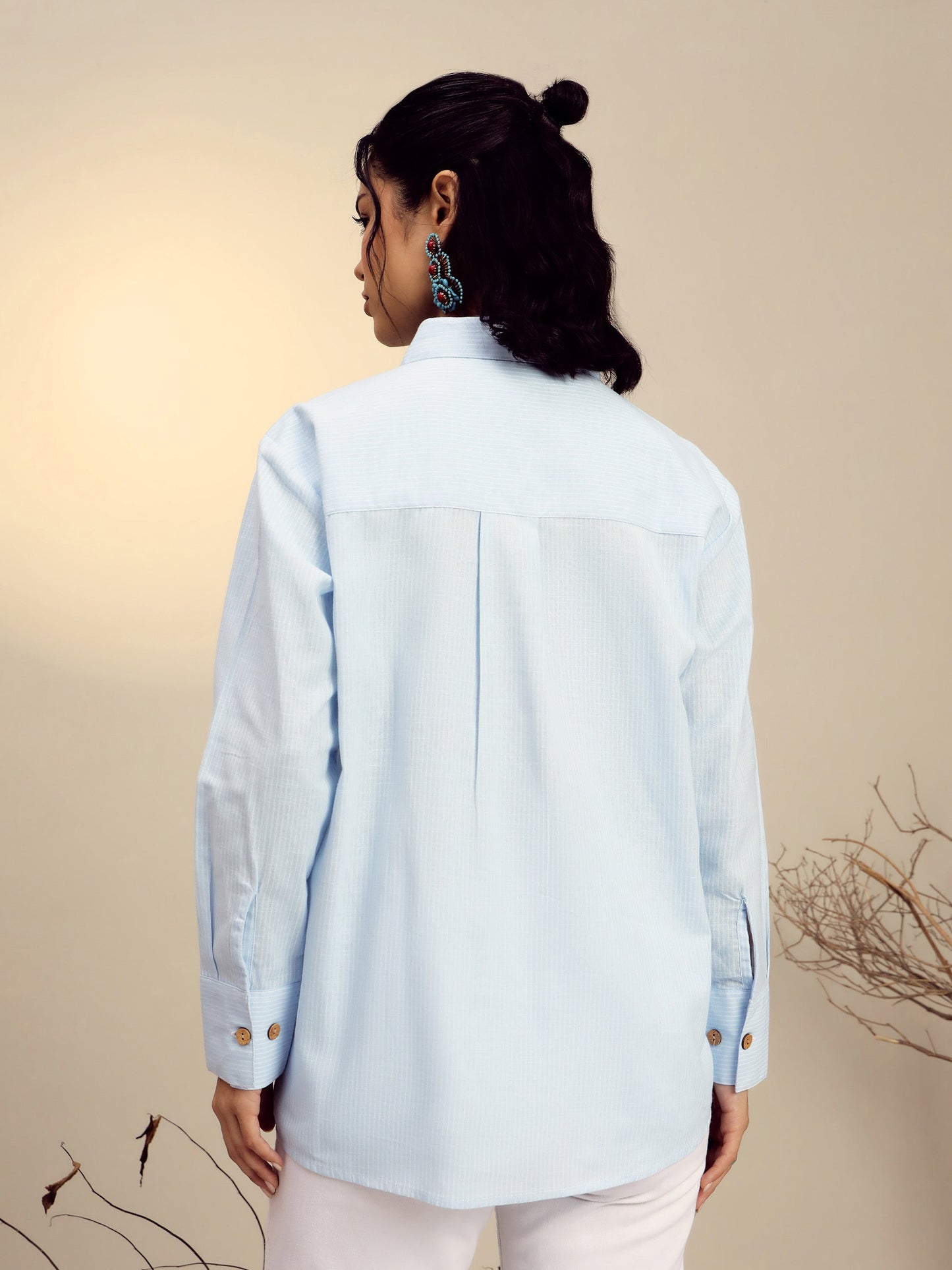 Women's Blue Striped Regular Shirt