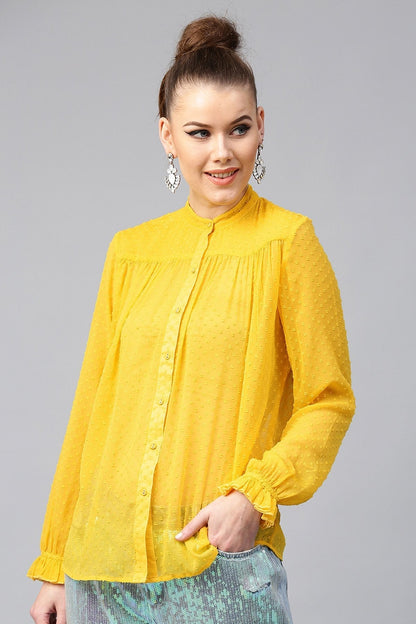 Women's Yellow Sheer Dobby Shirt