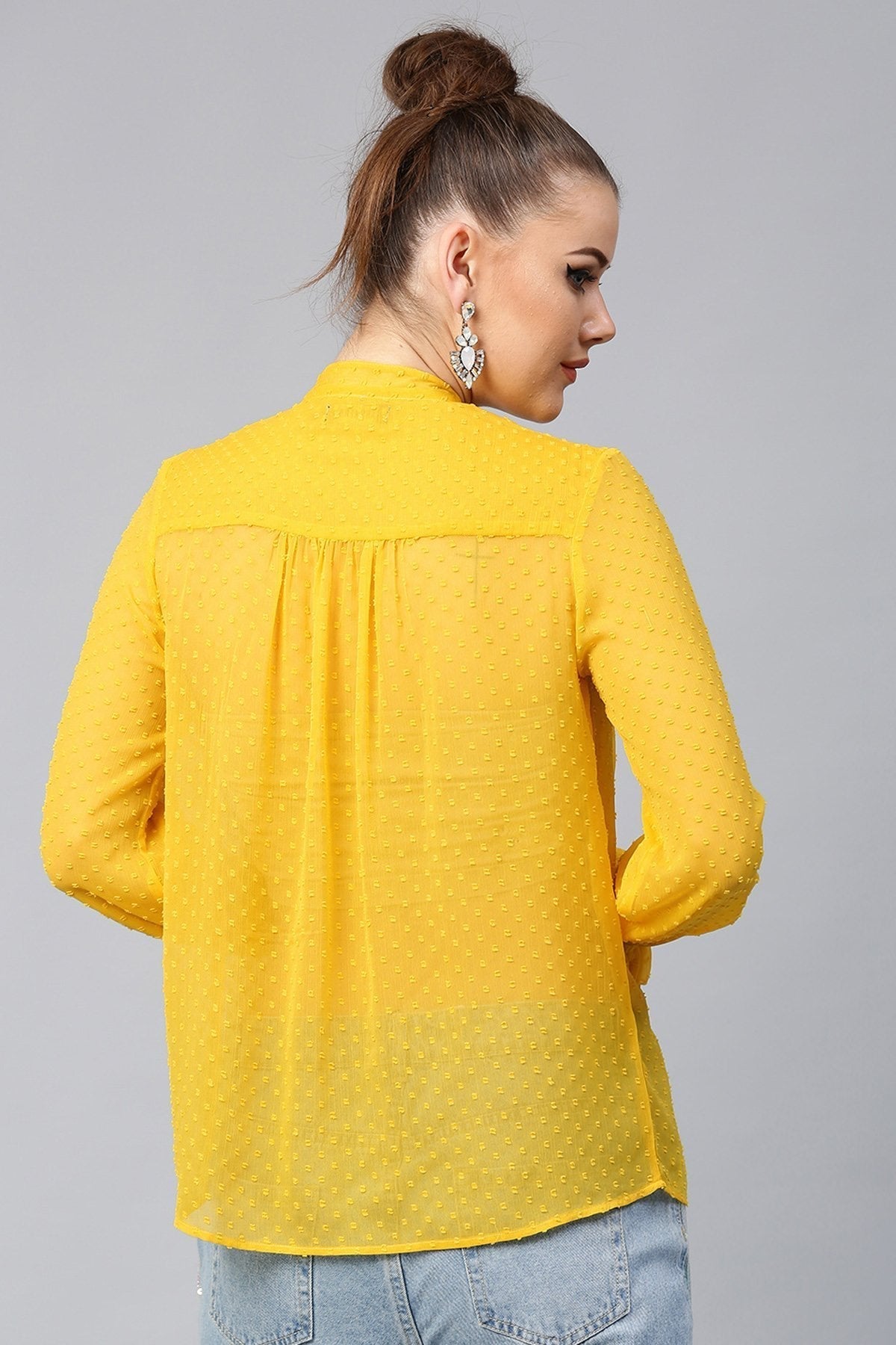 Women's Yellow Sheer Dobby Shirt