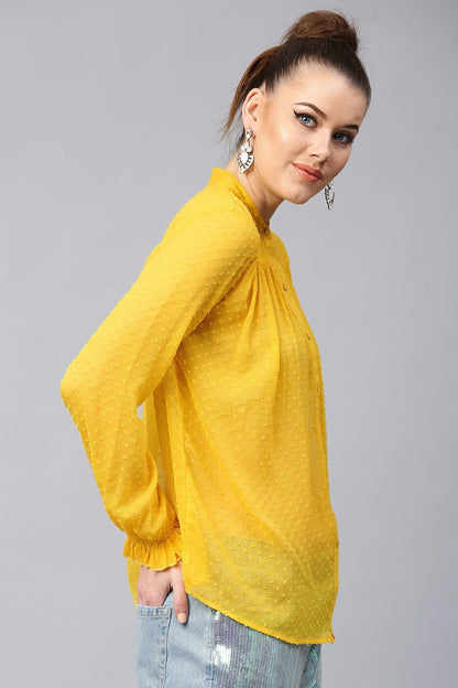 Women's Yellow Sheer Dobby Shirt