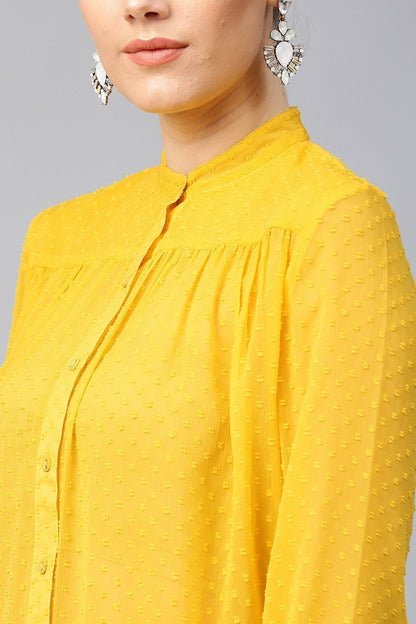 Women's Yellow Sheer Dobby Shirt