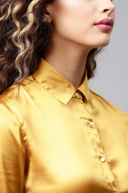 Women's Mustard Satin Shirt