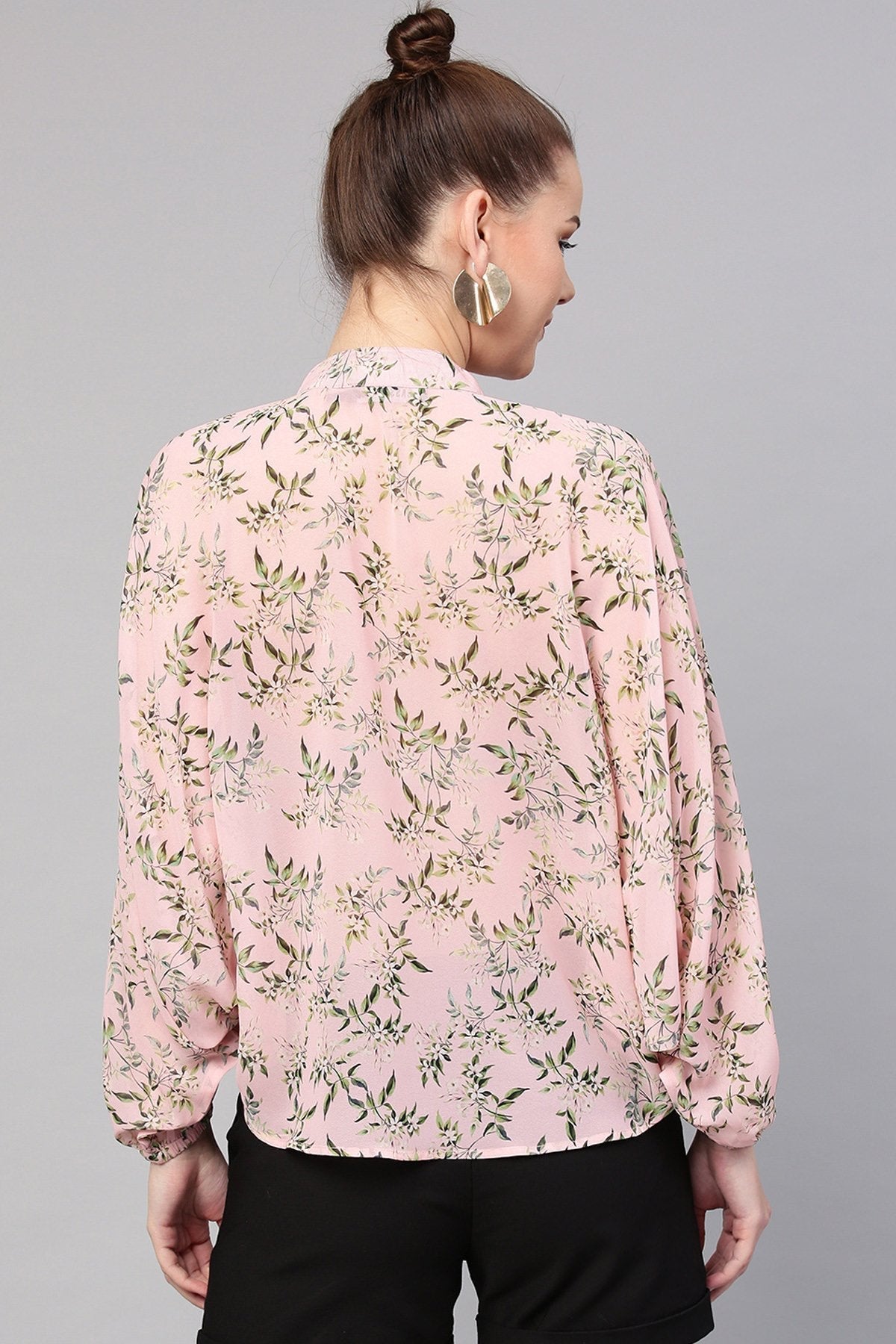 Women's Pink Floral Kimono Shirt