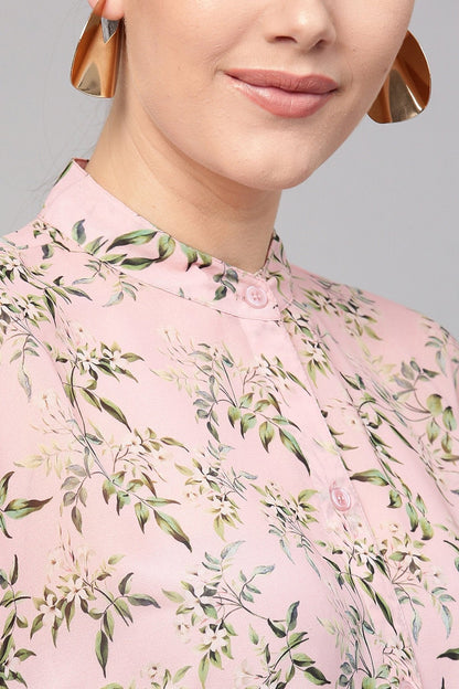 Women's Pink Floral Kimono Shirt