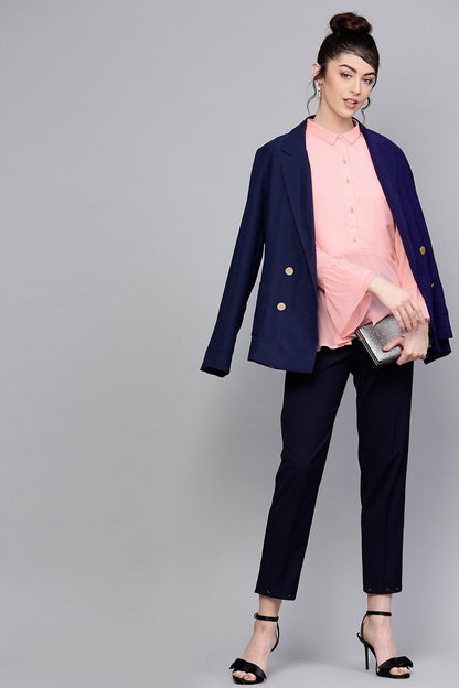 Women's Pink Ruffled Hemline Shirt