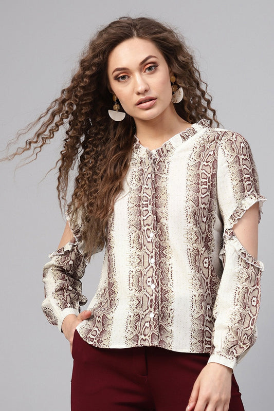 Women's Brown Snake Elbow Cut Shirt