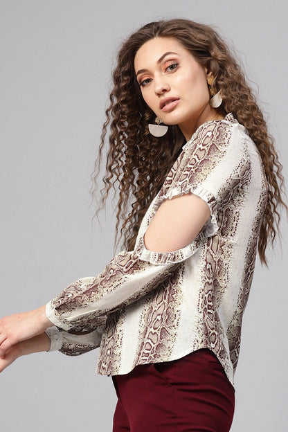 Women's Brown Snake Elbow Cut Shirt