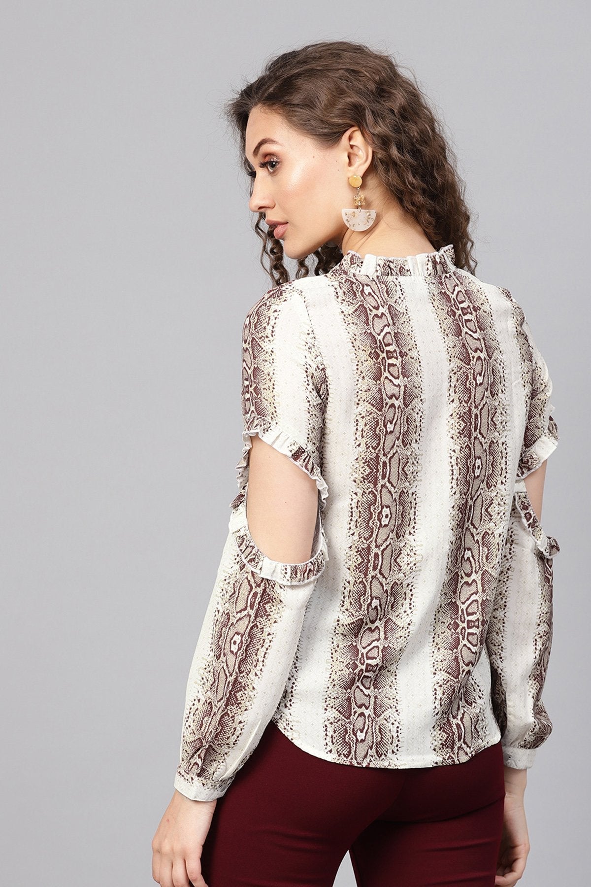 Women's Brown Snake Elbow Cut Shirt