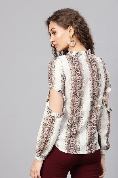 Women's Brown Snake Elbow Cut Shirt