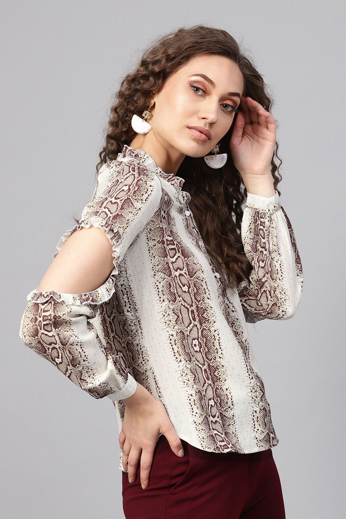 Women's Brown Snake Elbow Cut Shirt