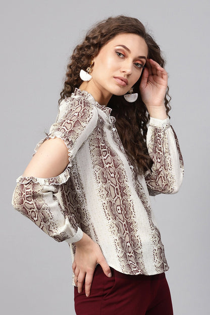 Women's Brown Snake Elbow Cut Shirt