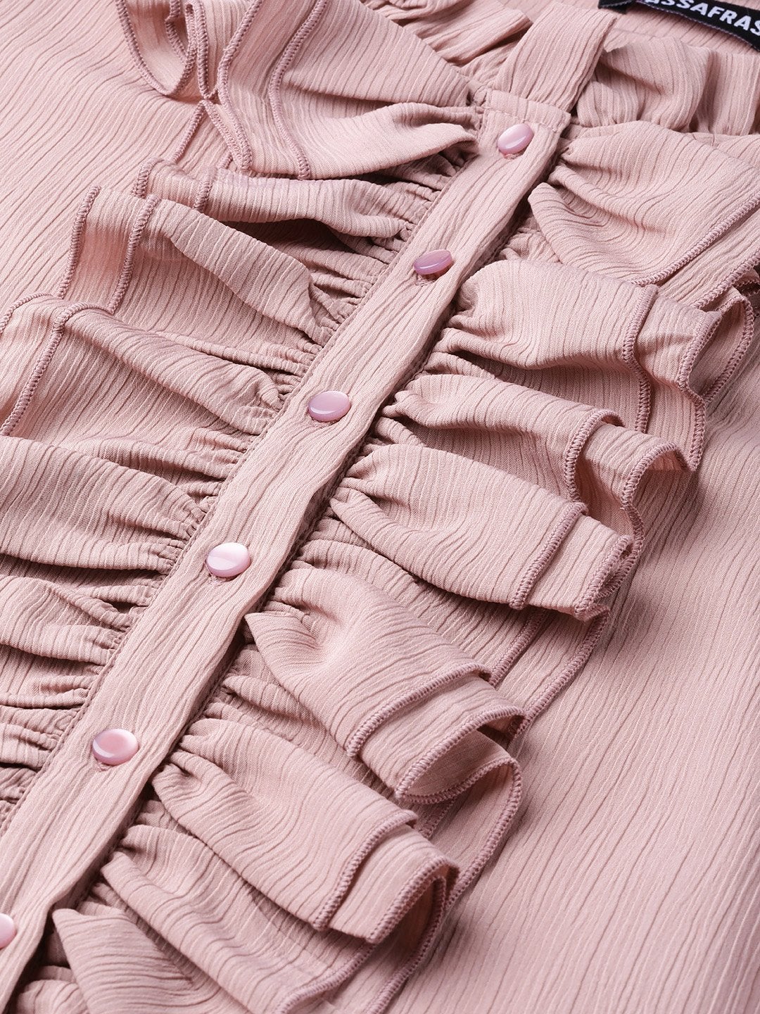 Women's Baked Pink Cascading Ruffled Shirt