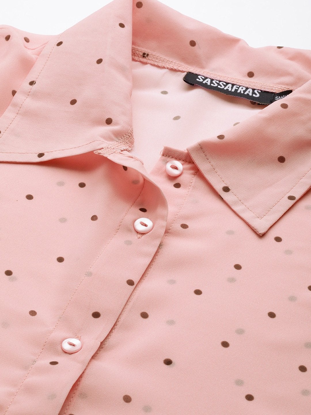 Women's Pink Polka Dot Boxy Sheer Shirt