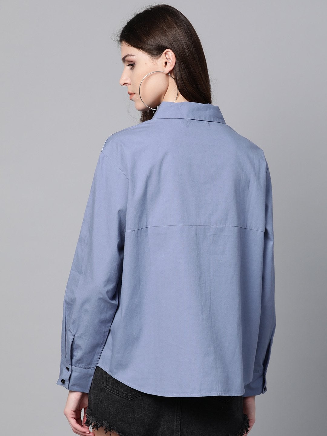Women's Blue Shoulder Tape Shirt