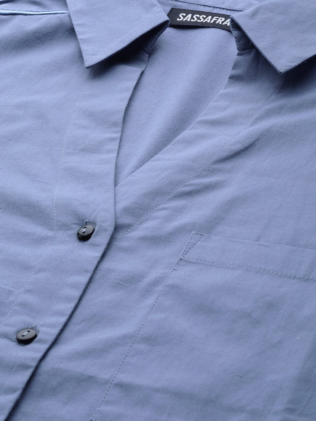 Women's Blue Shoulder Tape Shirt