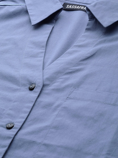 Women's Blue Shoulder Tape Shirt