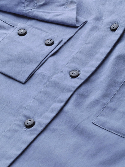 Women's Blue Shoulder Tape Shirt