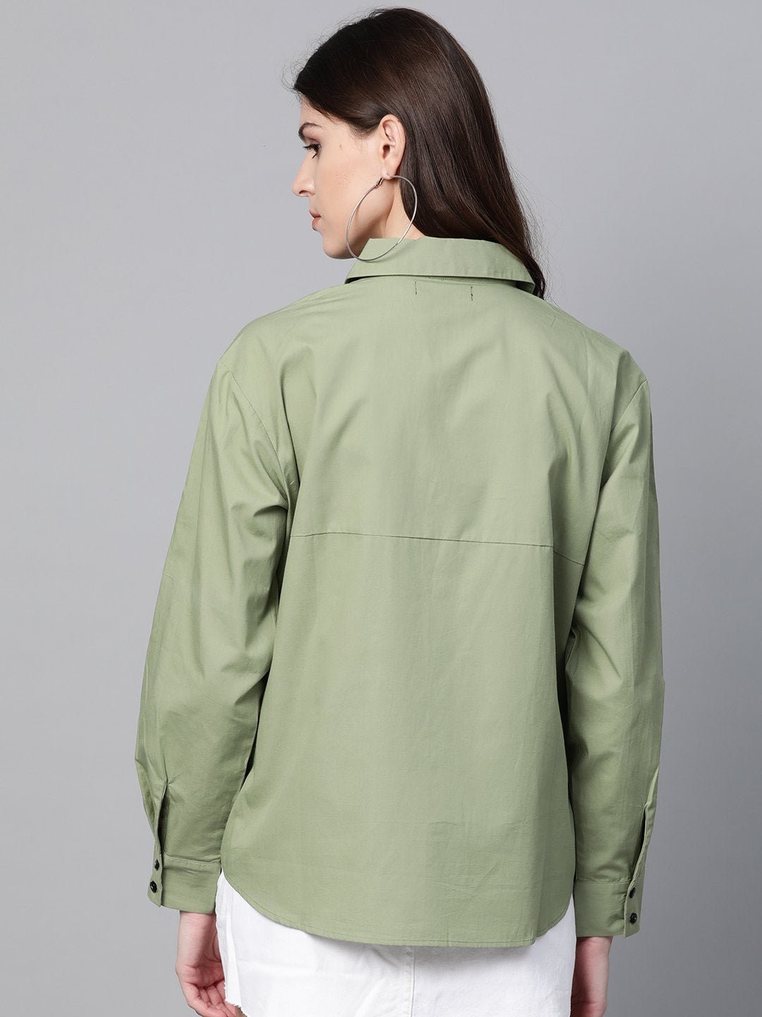 Women's Olive Shoulder Tape Shirt