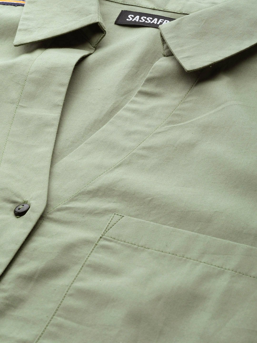 Women's Olive Shoulder Tape Shirt