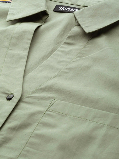 Women's Olive Shoulder Tape Shirt
